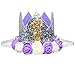 Glitter Baby Girls 1st 2 3 Birthday Floral Crown Flower Princess Tiara Cake Smash Photo Prop (Purple White Flower 1)