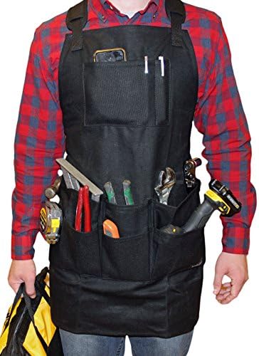 Smith Forge (Black) Heavy Duty Waxed Canvas Work-Shop-Tool Apron 11Pockets-Adjust SM-XXL