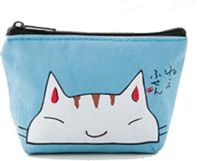 Amazon ねこのミニポーチ レディース かわいい おしゃれ 猫 小銭入れ 小物入れ 小さめ 使いやすい 安い ブルー ノーブランド品 ポーチ