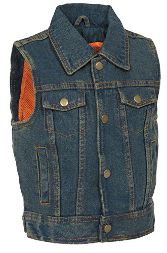 Milwaukee Performance Denim Unisex-Child Kid's Shirt Collar Snap Front Vest (Blue, 5X-Large)