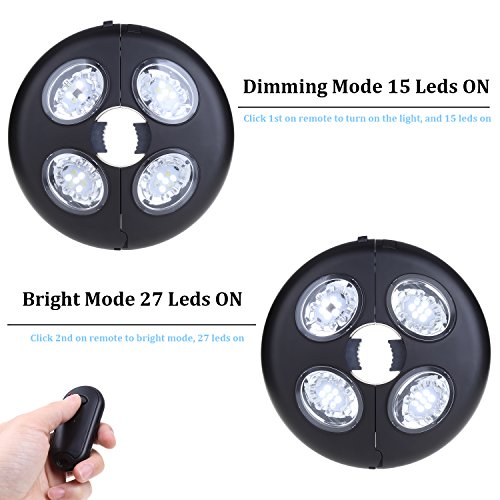 Remote Control Patio Umbrella Light 2 Bright Level Dimming Umbrella Pole Lights 27 LED Night Light Outdoor Camping Lamp Tents Lighting White Light