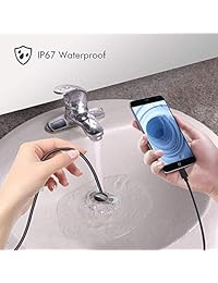 Endoscopio USB para teléfono Android y PC, cámara de inspección semirrígida de 0.217 in HD con 6 luces LED ajustables para inspección de peces, fregadero, motor
