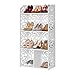 Finether 4-Shelf Shelving Unit, Modular White Wooden Plastic Composite 4 Tier Shelving Unit Storage Shelf Bookcase Display Shelf with 5 Compartments for Bedroom Living Room Kitchen Office