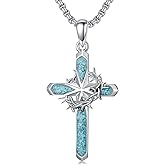 YAFEINI Religious Protection Amulet Necklace 925 Sterling Silver Saint Michael the Archangel Pendant Cross Necklace Saint Christopher Jewelry Saint Michael Gifts for Men Women