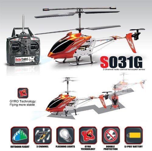 Kingzer 24" BIG Syma S031G 3.5CH Radio Remote Control RC Helicopter with Gyro UK Plug