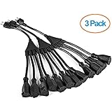 ClearMax 3 Prong 1-to-4 Power Cord Splitter Cable - Power Extension Cord - Cable Strip Outlet Saver - 16AWG - UL Approved - 18" Inches (3 Pack | Black)