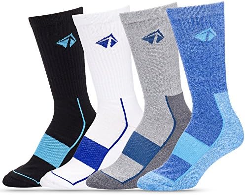 LIFT 23 Atacama Moisture Wicking Performance Socks, Comfort Compression Fit, 4 pk (Medium, Mariner Set)
