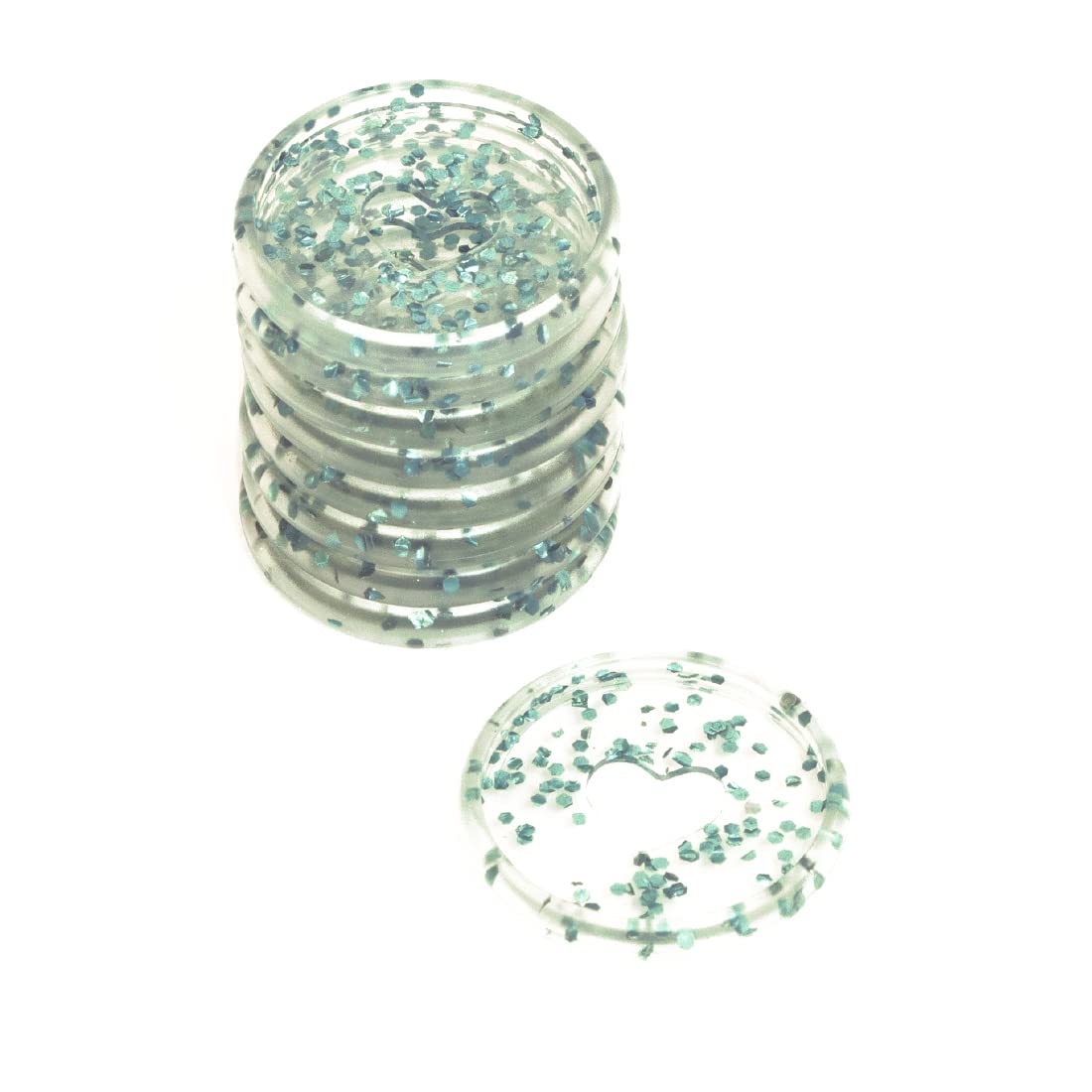 Craftelier - Plastic Glitter Disc Rings M for Scrapbooking Binding and Other Crafts for Planners, Agendas, Notebooks or Albums | Pack of 9 pcs. 35 mm Diameter - Colour Turquoise with Glitter