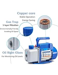 NewPositon 4CFM   Bomba de aire al vacío HVAC A C Kit de refrigeración AC Manifold Gauge Set w Detector de fugas