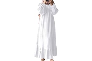MFNDVD Womens Casual Maxi Dress Long Sleeve Mock Neck Robe Abaya Muslim Ramadan Dress Flowy Maxi Dress Islamic Evening Gown