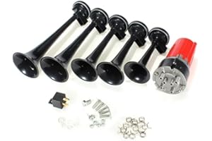 DriSentri 5pcs 125dB Black Trumpet Musical Dixie Car Duke of Hazzard with Compressor 12V Car Air Horn