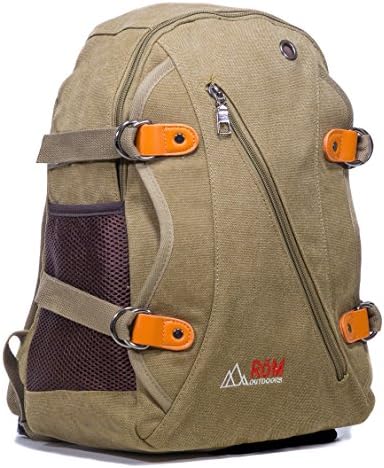 RōM Outdoors Canvas with Leather Trim Rove Backpack - Khaki