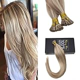 Sunny 20inch Remy Brazilian Hair Extensions Fusion I Tip Human Hair 1g/Strand Dark Ash Blonde Highlight Bleach Blonde Keratin Stick Tip Human Hair Extensions 50G