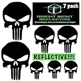 Punisher skull decal set, black reflective (Two 2.25 x 3.25 plus 5 more!) for helmets motorcycles cars guns