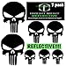 Punisher skull decal set, black reflective (Two 2.25 x 3.25 plus 5 more!) for helmets motorcycles cars guns