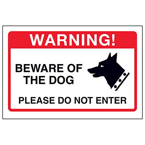 VSafety Beware Of The Dog, Please Do Not Enter Sign - 200mm x 150mm - Adhesive Vinyl