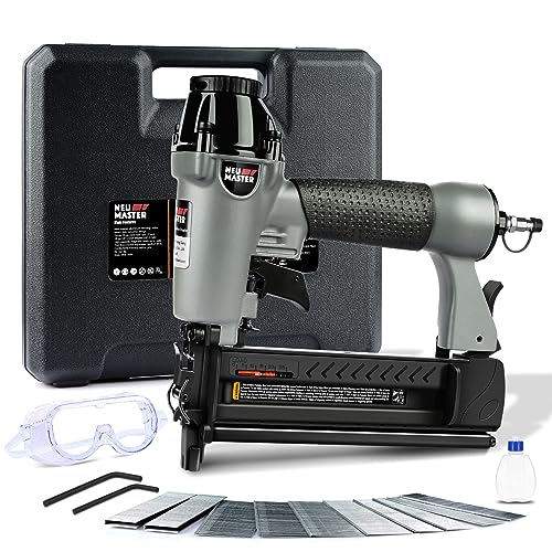 NEU MASTER 2 in 1 Multifunctional Pneumatic Nailer/Stapler with 800 Nails, 200 Staples, Carrying Case, Potection Glasses, Empty Plastic Bottles and 2 Allen Keys