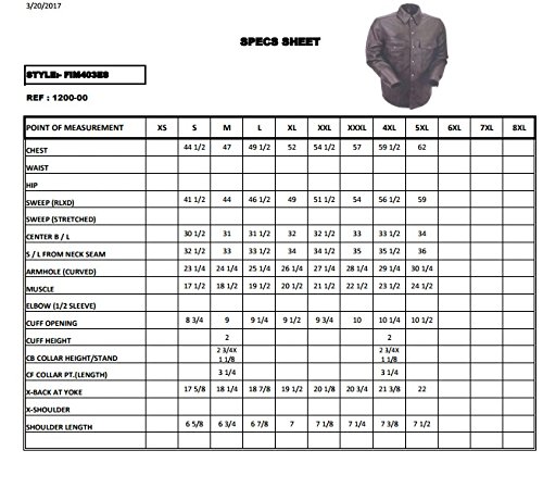 First Manufacturing Men's Lightweight Leather Shirt (Black, XX-Large)