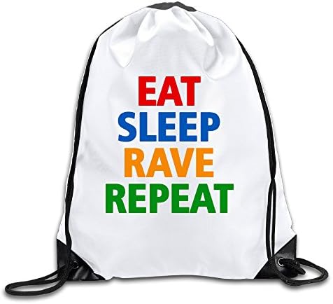 Eat Sleep Rave Repeat 100% Polyester Fiber Drawstring Backpack One Size
