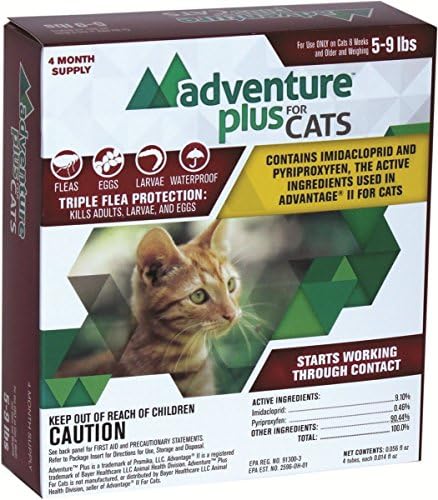 Adventure Plus - Flea Drops - MADE IN THE USA ((4-dose) CAT (5-9 lbs))
