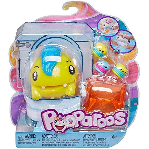 Pooparoos Yellow Monster Figure Blue Hair Surpriseroos Mattel FTC47