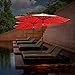 COBANA 9’ Solar Patio Umbrella with 32 LED Lights, Outdoor Table Market Umbrella with Tilt and Crank for Garden, Lawn, Deck, Backyard and Pool, Dark Red