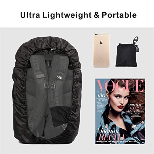 HYPER VENTURE Waterproof Backpack Rain Cover with Upgraded Extra Protection Anti Slip Buckle Strap - Ultralight Protector for Hiking, Camping, Hunting, Cycling and Traveling (Black S 26L-35L)