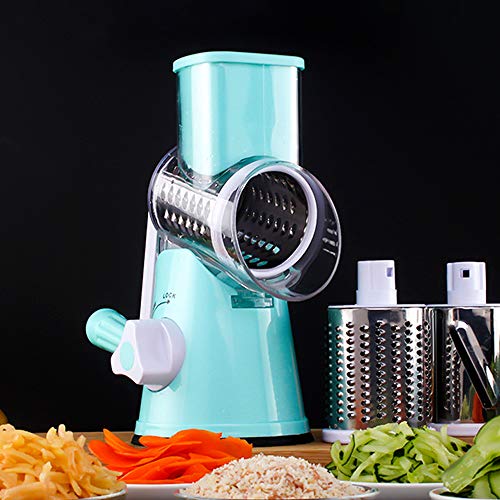 5-in-1 Rotary Cheese Grater & Vegetable Slicer – Manual Food Chopper With Suction Base & 5 Blades