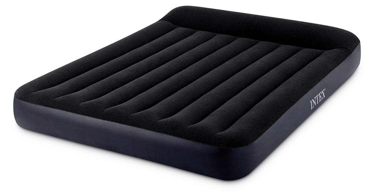 Intex Durabeam Queen Size Pillow Rest Classic Airbed Inflatable Mattress 1.52m x 2.03m x 25cm, Black