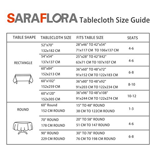 SARAFLORA Rectangle Table Cloth - Washable Water Resistance Microfiber Tablecloth Decorative Table Covers for Picnic Banquet Party Kitchen Dining Room, 100% Polyester, 150 GSM (60 x 84 inches, Black)