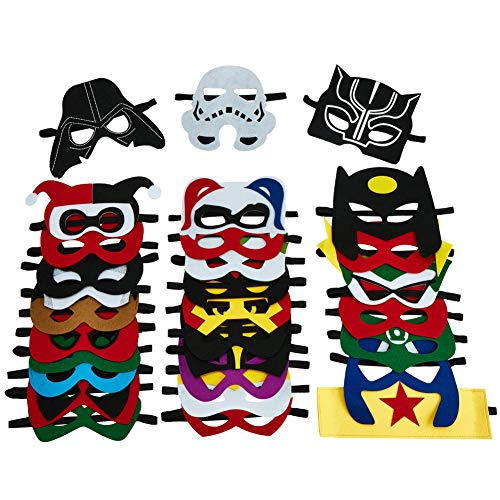 image for Totteri 30pcs Superhero Masks for Kids Birthday Costumes, Felt Mask Pa