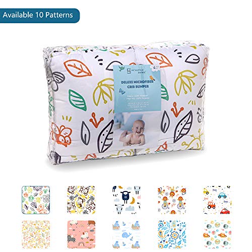 Sunstyle Home Baby Crib Bumper Pad/4 Pieces, Soft Breathable Microfiber