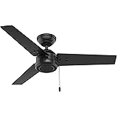 Hunter 44 inch Outdoor or Indoor Ceiling Fan No Light - Black Ceiling Fan without Light, For Patio, Porch, Garage, or Living 