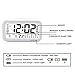 WinFong Alarm Clock, Backlight LCD Digital Alarm Clock 3 Alarms Thermometer Calendar Large Display Smart Nightlight Soft Light Snooze, Battery Operated USB Charger (White)