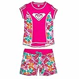 Roxy Big Girls Rash Guard Set (8, Pink Floral)