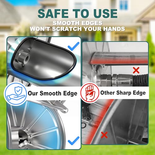 Stainless Steel Garden Hose Reel Heavy Duty, Wall Mount Water Hose Holder, 150 Feet of 5/8 Inch Hoses Capacity, Hose Reels with 5 ft Inlet Hose for Outside, Lawn, Yard, Garage
