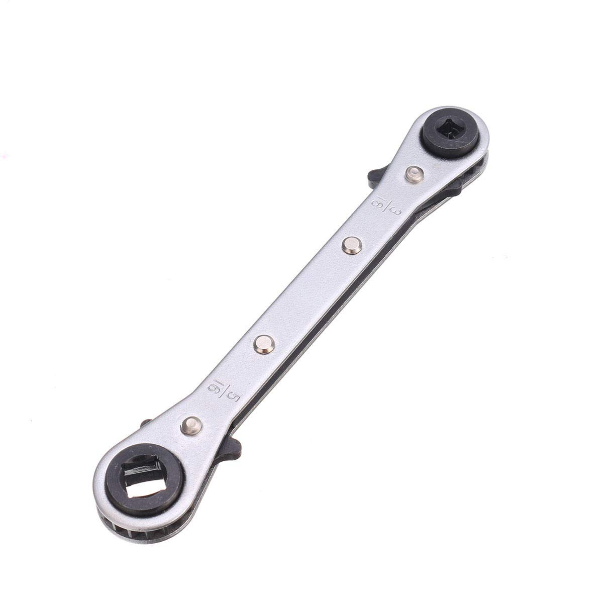 Double Box Ratchet Wrench Refrigeration Tool Air Conditioning 3/16 1/4