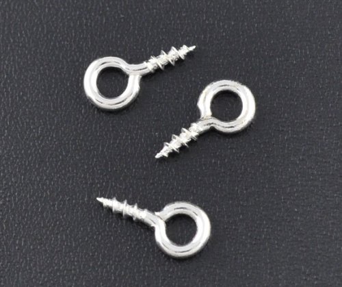 200 x Silver Plated 14mm x 7mm Metal Screw Eyes/Pins Bails - for Jewellery Making Craft Findings