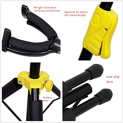 boby Ultimate Universal Tripod Single Bass Acoustic Flying v Electric Guitar Stand Adjustable Portable Auto Locking Neck - Thumbnail 3