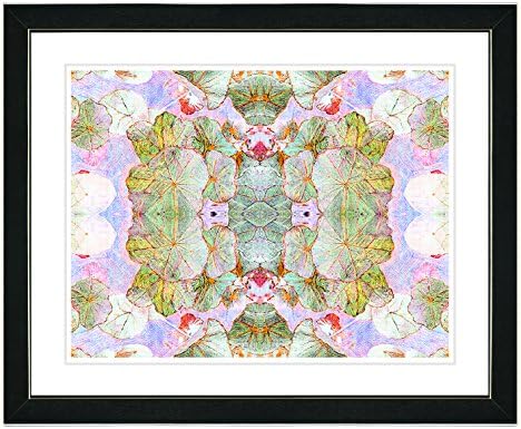 Studio Works Modern 'Tide of Time Floal Pattern-Snowpea' Framed Fine Art Print, 22-Inch x 28-Inch, Satin Black Frame