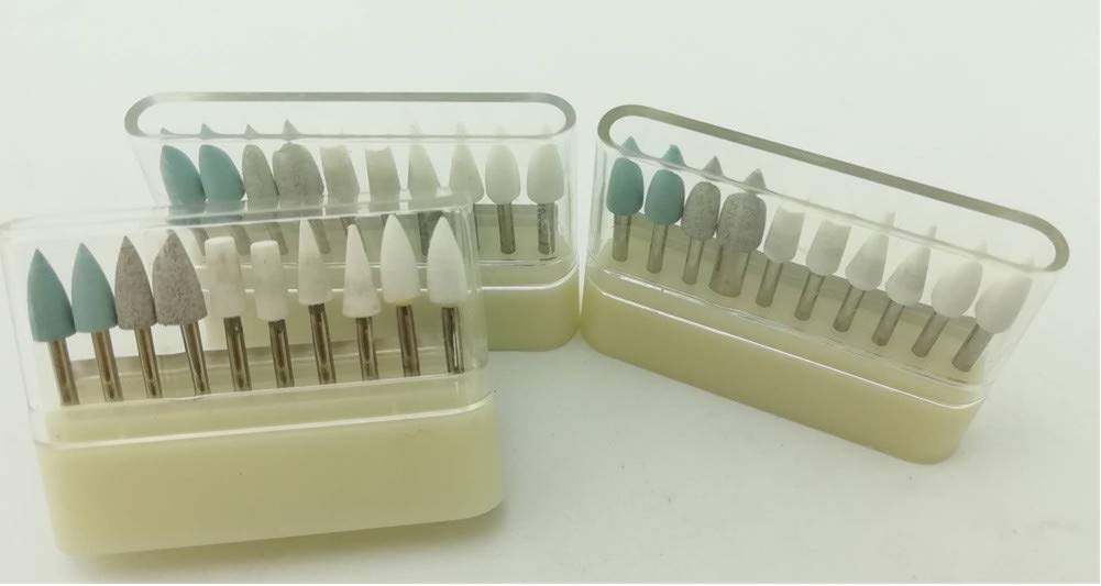 QITOO 30PCS Polisher Burr Arkansas Stone Burs and Silicon Burs FG