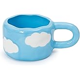 Koythin Ceramic Coffee Mug, Cute Cup for Office and Home, Aesthetics Cups 8.5 oz/250 ml for Latte Tea Milk for Mom, Mother's, Valentine's Day (Blue Sky and White Clouds)