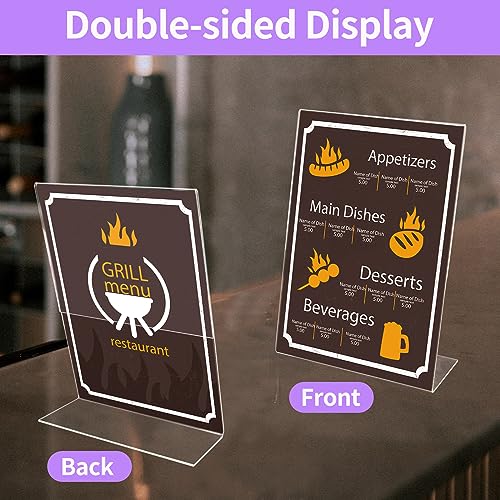 Sagreeny A4 Acrylic Sign Holder,5 Pack L-Shape Display Stands, Poster Menu Holder, Clear Plastic Holders Stands For Table Restaurant Hotel Documents Office (A4-L 5Pack)