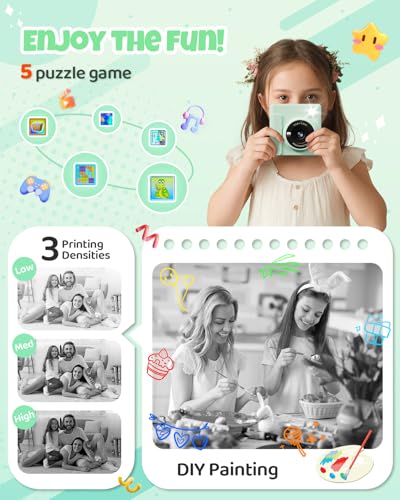 TIATUA Camara Fotos Infantil Instantanea, 2,4 Pulgada 1080P Cámara de Fotos Instantánea con Tarjeta de 32 GB y Papel Fotográfico, Regalo para Niños de 3 a 12 Años