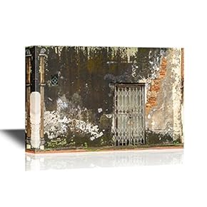 Watercolor Style Canvas Wall Art - Ancient Closed and Forgotten Doorway - Gallery Wrap Modern Home Art | Ready to Hang - 12x18 inches