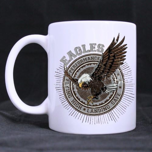 Classic Flying High Landing Safe American Bald Eagle (Twin Side) Custom White Ceramic Mug Coffee Cup (11 Ounce)