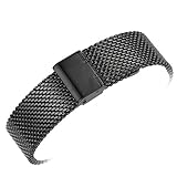 YISUYA 22mm Solid Milanese Mesh Stainless Steel Strap with Hook Buckle Classic Black Watch Band Straps 2.2cm