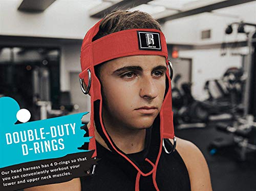 RIMSports Head Harness Neck Support Best Neck Exerciser for Lifting - Ideal Neck Strap for Men & Women - Premium Neck Curl Harness & Head Harness Neck for Weightlifting (Red) - Thumbnail 2