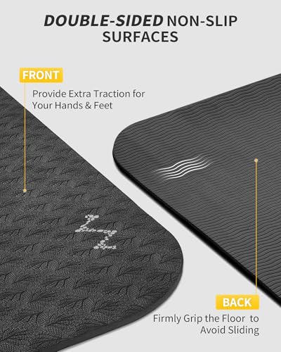 CAMBIVO Large Yoga Mat 183 x 122 cm, 6 mm/8 mm/10 mm/12 mm Pilates Fitness TPE Non-Slip Thick Gym Mat for Home Exercise, Gym, Sport
