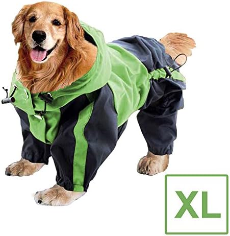 RainDog Coat | Hefty Waterproof Nylon Dog Raincoat with Adorable Hoodie to Keep Your Dog Dry, Perfect for Large Dog, Size XL, Vibrant Green, 156.15